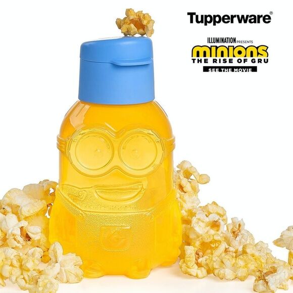 Tupperware Minions Dave Rise of Gru Kids Eco 12oz Flip Top Water Bottle NEW - Picture 1 of 5